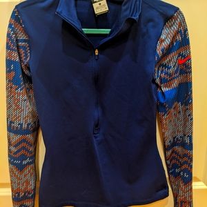 Women's Nike DRI FIT blue and orange long sleeve